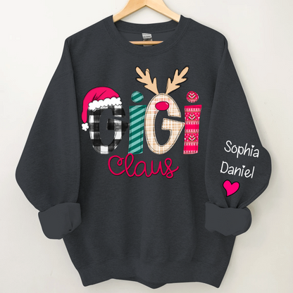 Custom Family Shirt Gigi Claus And Grandkis Christmas 2024 Sweatshirt