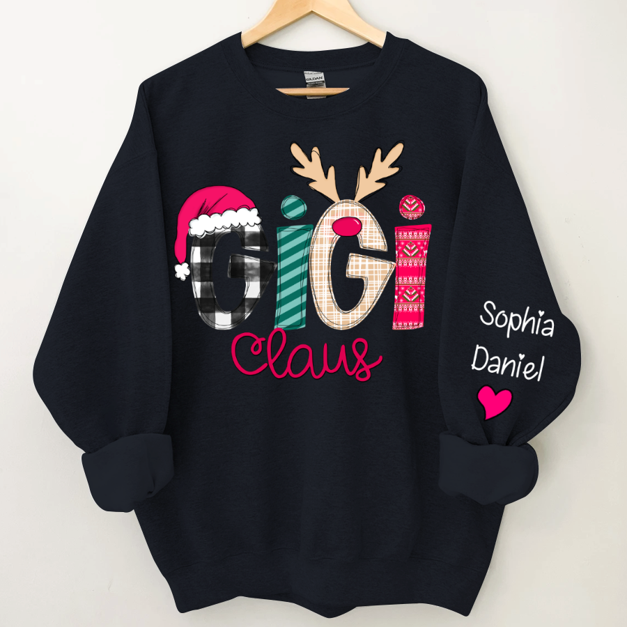 Custom Family Shirt Gigi Claus And Grandkis Christmas 2024 Sweatshirt