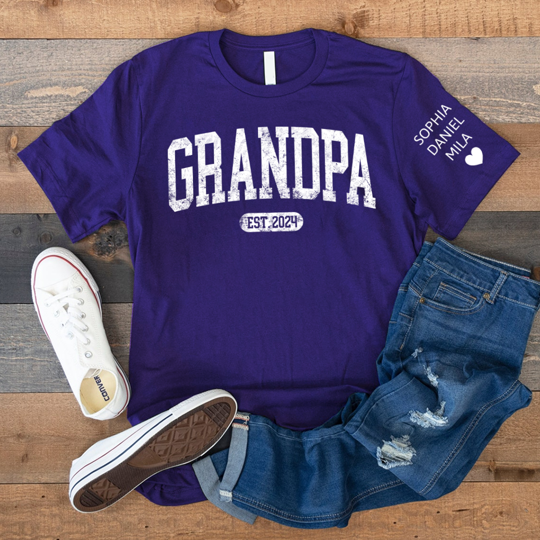 Personalize Grandpa Papa Dad Gift Custom Name Kids CTH01 T-Shirt