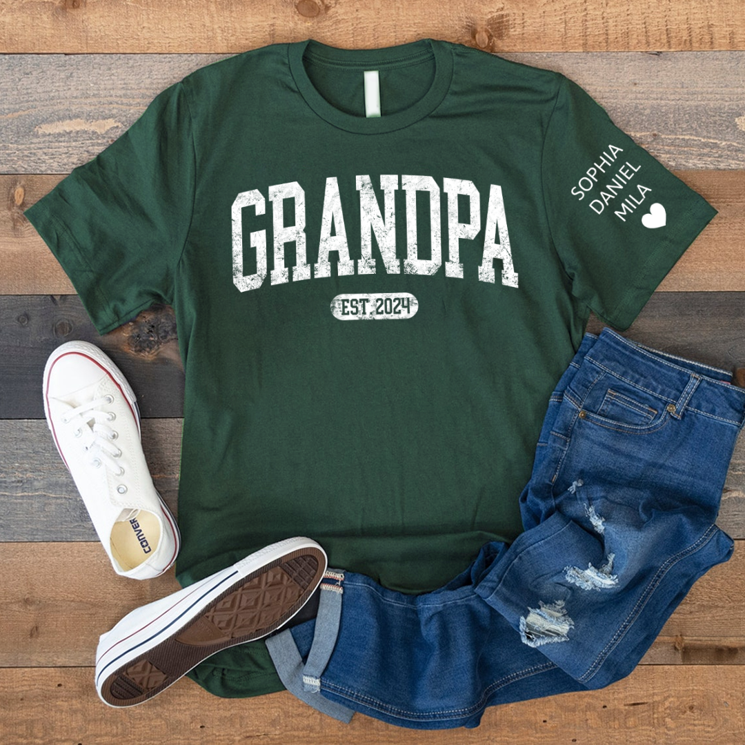 Personalize Grandpa Papa Dad Gift Custom Name Kids CTH01 T-Shirt