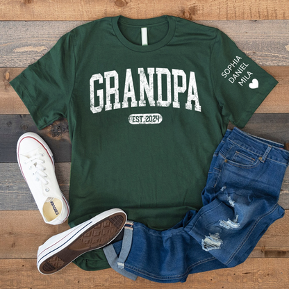 Personalize Grandpa Papa Dad Gift Custom Name Kids CTH01 T-Shirt