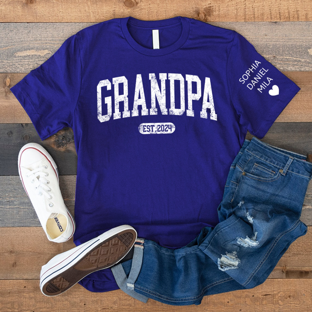 Personalize Grandpa Papa Dad Gift Custom Name Kids CTH01 T-Shirt