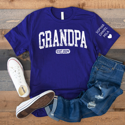 Personalize Grandpa Papa Dad Gift Custom Name Kids CTH01 T-Shirt