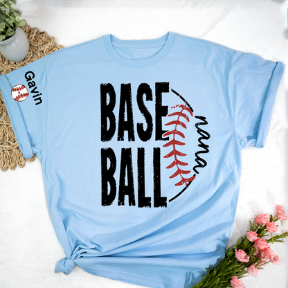 Baseball Nana, Baseball Bow Grandma Mimi Nana and Grandkids Sports T-shirt