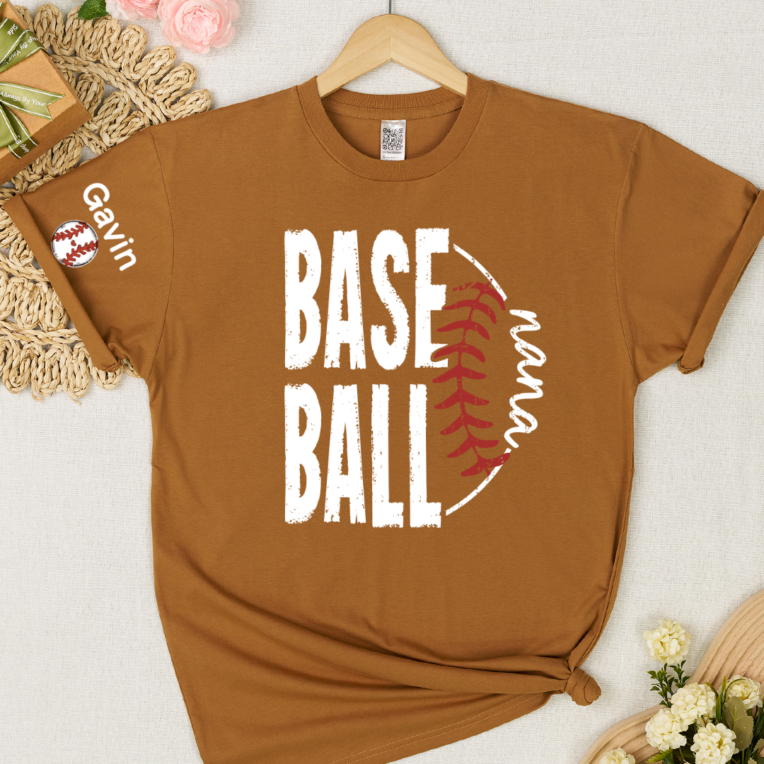 Baseball Nana, Baseball Bow Grandma Mimi Nana and Grandkids Sports T-shirt