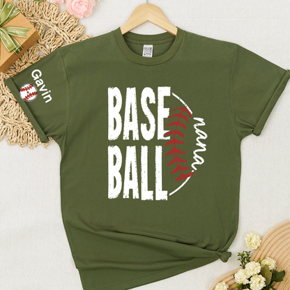 Baseball Nana, Baseball Bow Grandma Mimi Nana and Grandkids Sports T-shirt