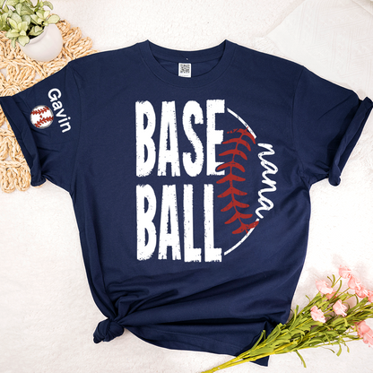 Baseball Nana, Baseball Bow Grandma Mimi Nana and Grandkids Sports T-shirt