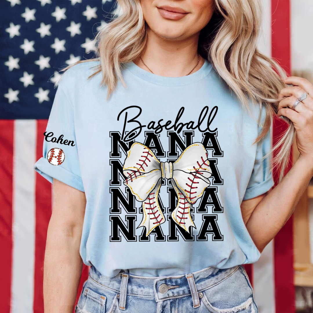 Baseball Gigi Nana Grandma Game Day, Personalized Grandma and Grandkids T-shirt