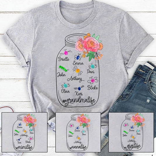 Personalized Bug Grandmlife Custom Names And Grandkids Mother's Day T-Shirt