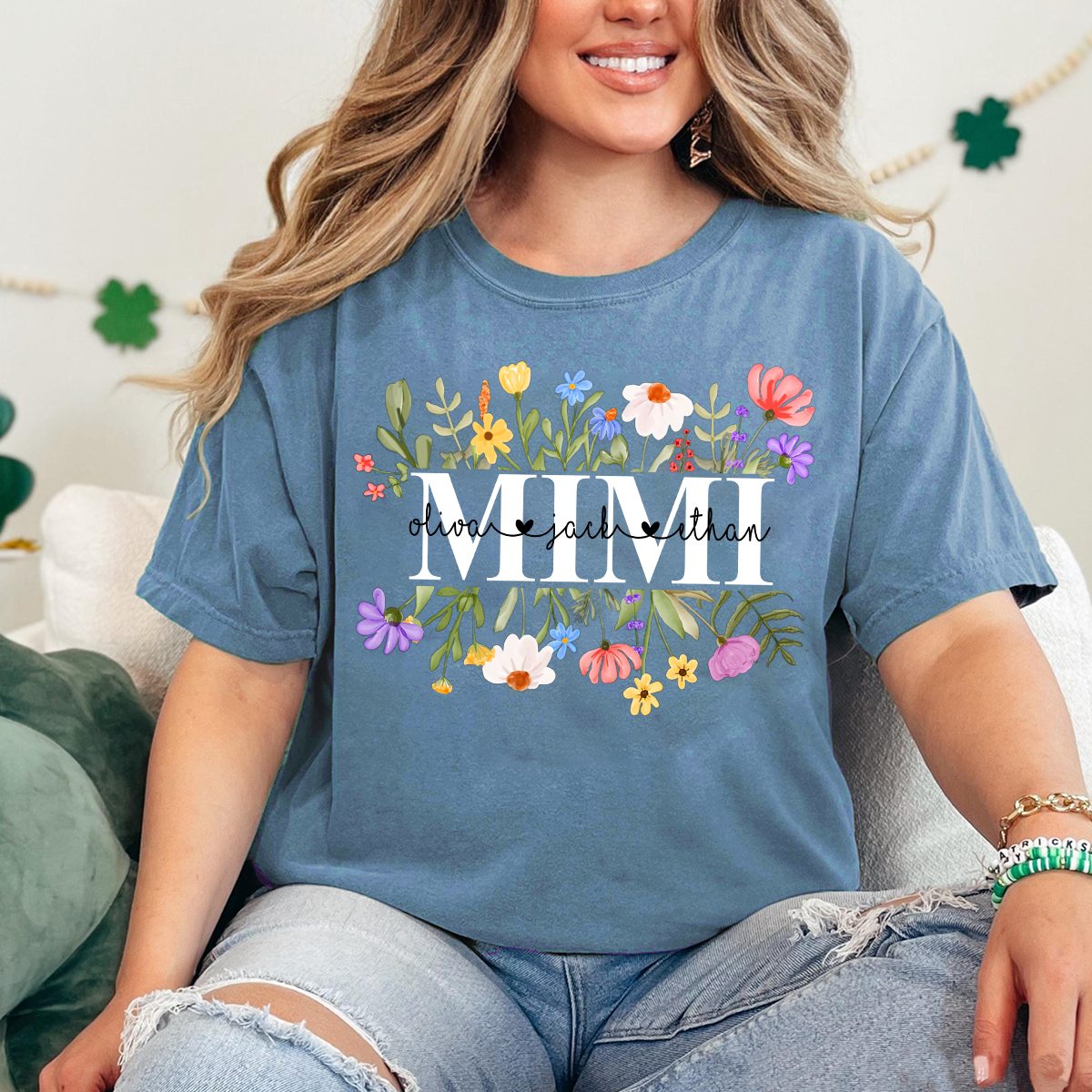 Mimi Wildflower Watercolor And Grandkids Gift For Grandma Comfort Colors® Shirt