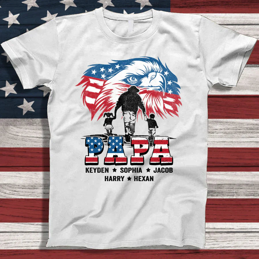 American Eagle Flag Papa And Grandkids CTH01 T-Shirt