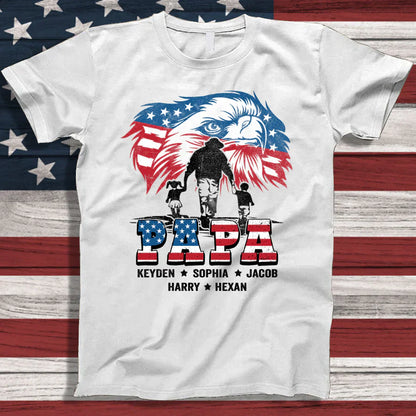 American Eagle Flag Papa And Grandkids CTH01 T-Shirt