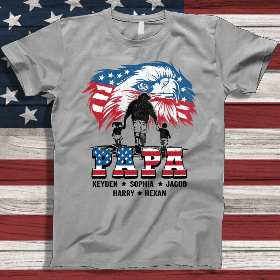 American Eagle Flag Papa And Grandkids CTH01 T-Shirt