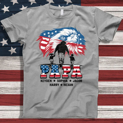 American Eagle Flag Papa And Grandkids CTH01 T-Shirt