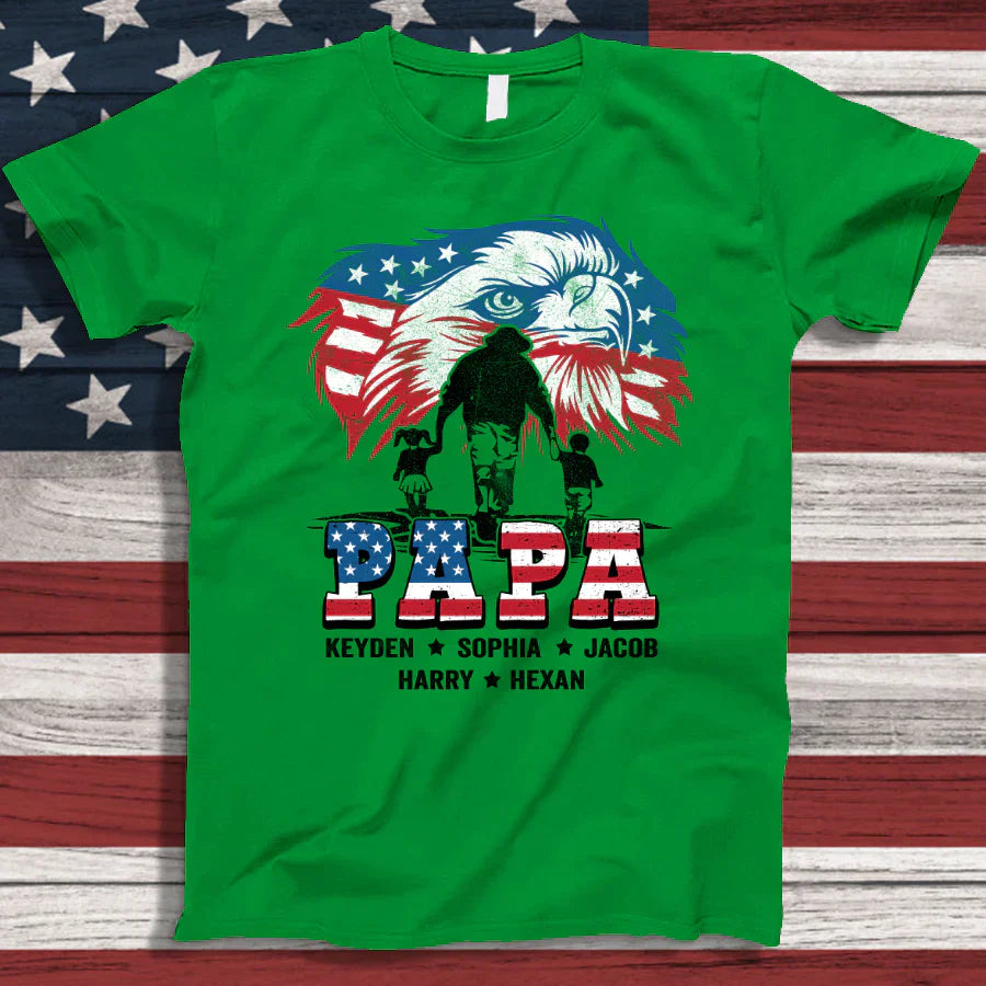 American Eagle Flag Papa And Grandkids CTH01 T-Shirt