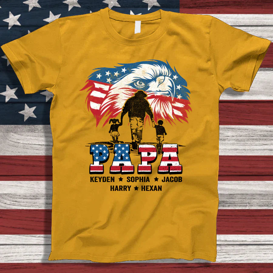 American Eagle Flag Papa And Grandkids CTH01 T-Shirt