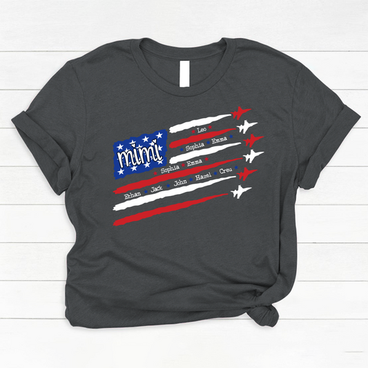 American Flag Jet Fighter 4th of july Mimi with grandmakids CL01 Classic Canvas