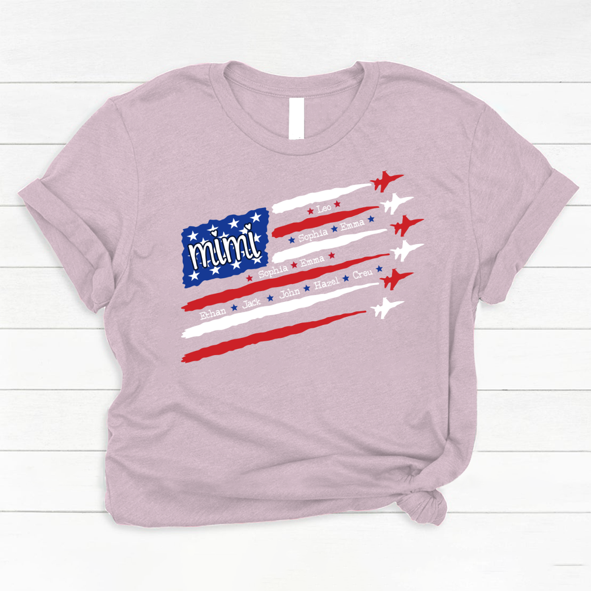 American Flag Jet Fighter 4th of july Mimi with grandmakids CL01 Classic Canvas