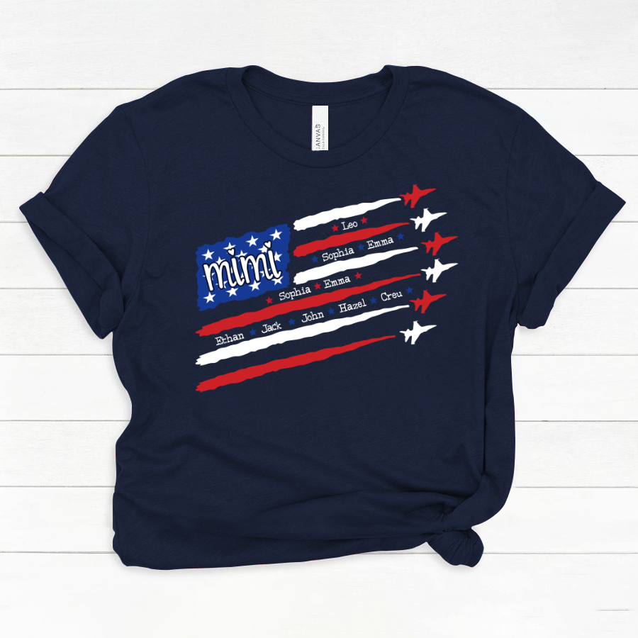 American Flag Jet Fighter 4th of july Mimi with grandmakids CL01 Classic Canvas