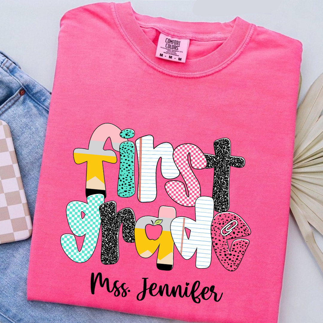 Custom Grade Leve Back To School, Teacher Team Shirt