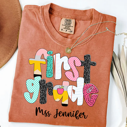 Custom Grade Leve Back To School, Teacher Team Shirt