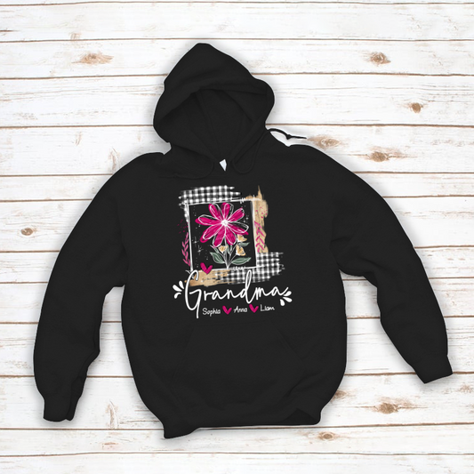 Artistic Checkered Wildflowers As A Gift For Grandma And Kids LTP01 Hoodie