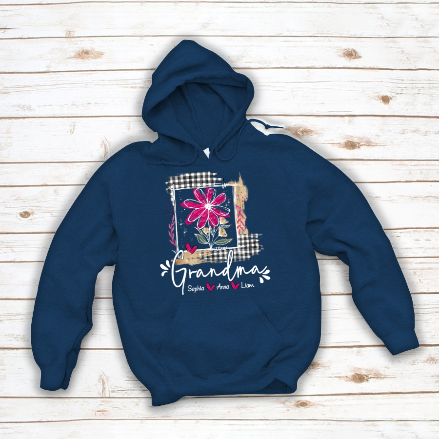 Artistic Checkered Wildflowers As A Gift For Grandma And Kids LTP01 Hoodie