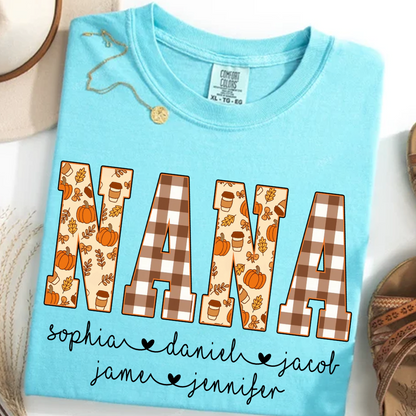 Autumn Nana Custom Nana And Grankids Fall Vibes Shirt