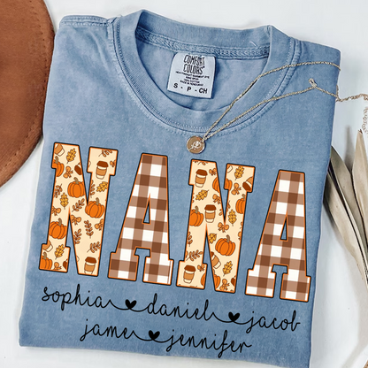 Autumn Nana Custom Nana And Grankids Fall Vibes Shirt