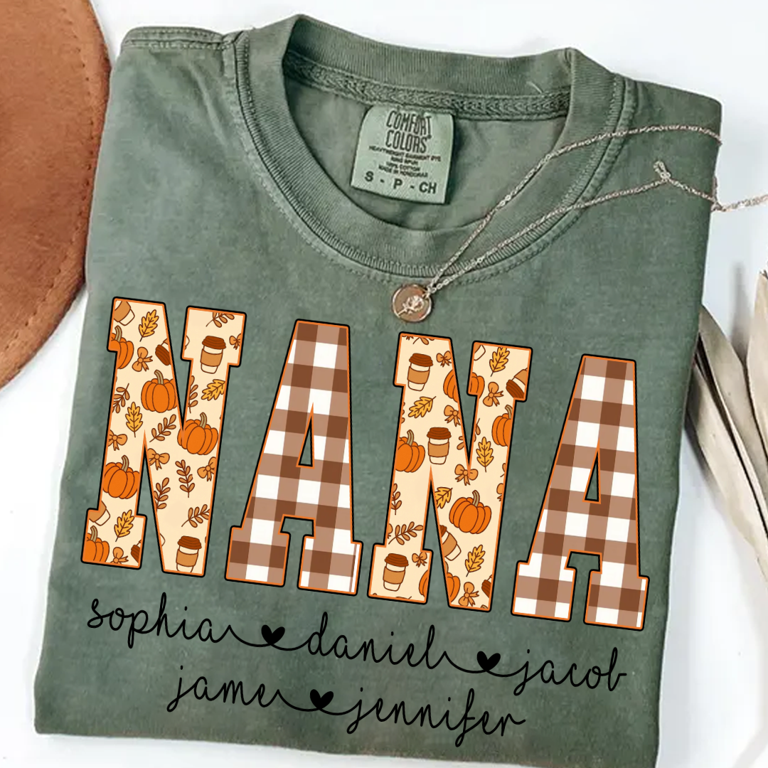 Autumn Nana Custom Nana And Grankids Fall Vibes Shirt