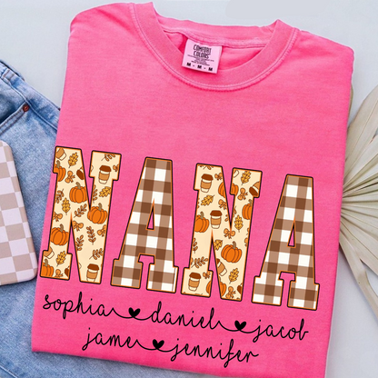 Autumn Nana Custom Nana And Grankids Fall Vibes Shirt