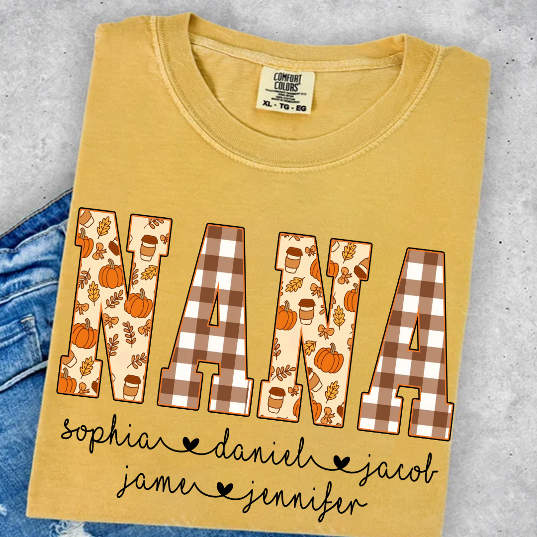 Autumn Nana Custom Nana And Grankids Fall Vibes Shirt