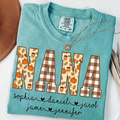 Autumn Nana Custom Nana And Grankids Fall Vibes Shirt