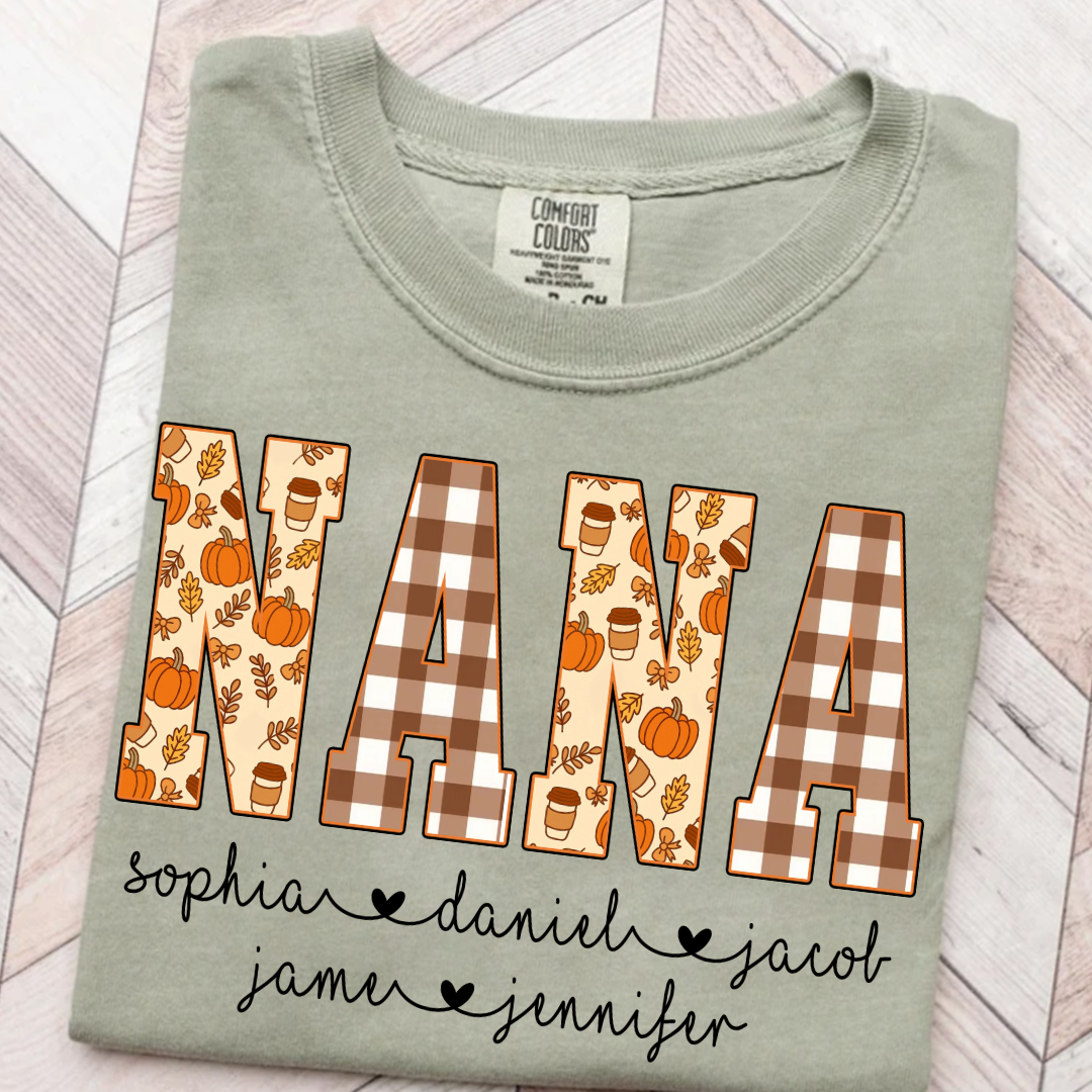 Autumn Nana Custom Nana And Grankids Fall Vibes Shirt
