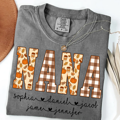Autumn Nana Custom Nana And Grankids Fall Vibes Shirt