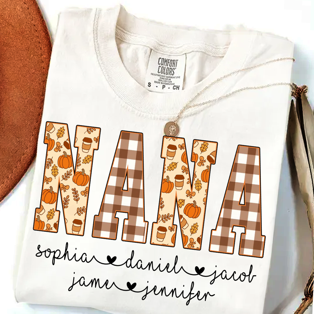 Autumn Nana Custom Nana And Grankids Fall Vibes Shirt