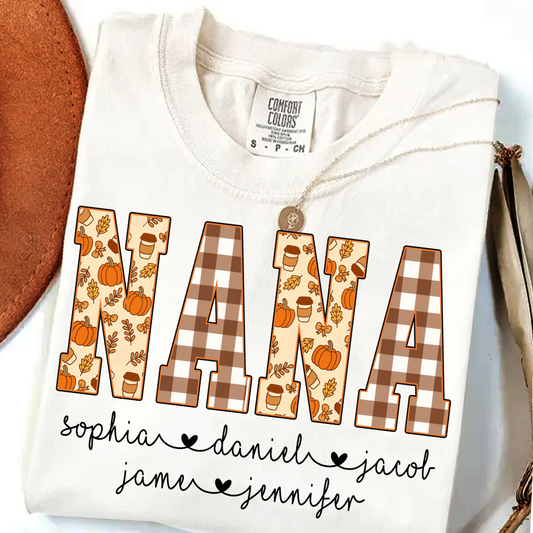 Autumn Nana Custom Nana And Grankids Fall Vibes Shirt