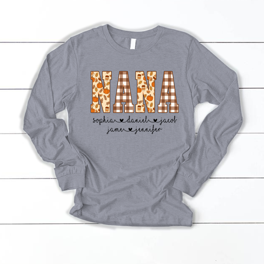 Autumn Nana Custom Nana And Grankids Fall Vibes Shirt