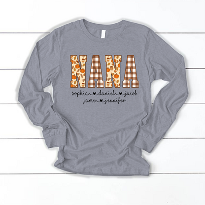 Autumn Nana Custom Nana And Grankids Fall Vibes Shirt