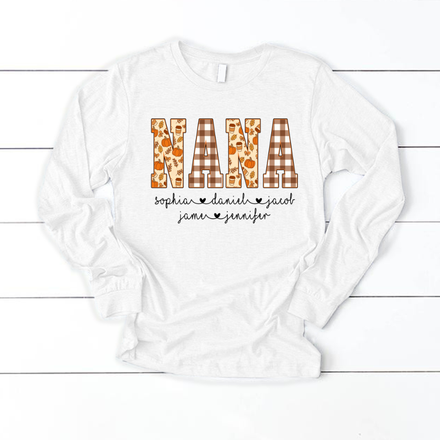 Autumn Nana Custom Nana And Grankids Fall Vibes Shirt
