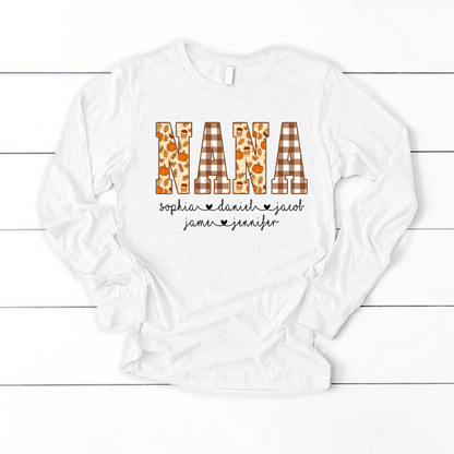 Autumn Nana Custom Nana And Grankids Fall Vibes Shirt