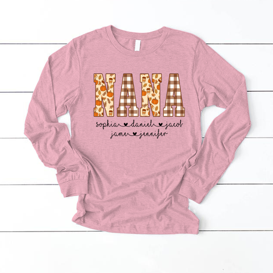 Autumn Nana Custom Nana And Grankids Fall Vibes Shirt