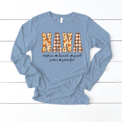 Autumn Nana Custom Nana And Grankids Fall Vibes Shirt