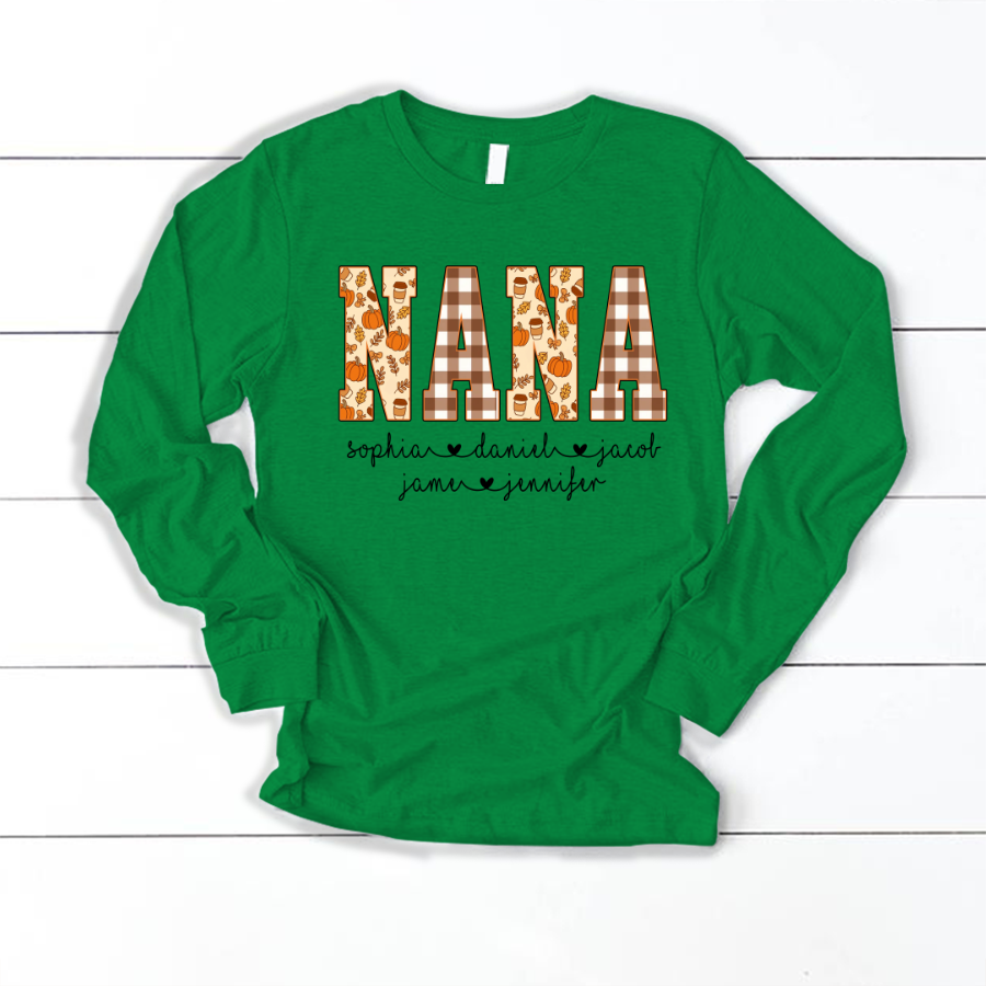 Autumn Nana Custom Nana And Grankids Fall Vibes Shirt