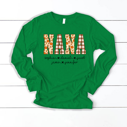 Autumn Nana Custom Nana And Grankids Fall Vibes Shirt