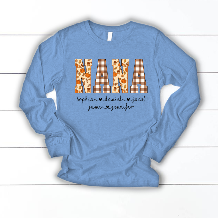 Autumn Nana Custom Nana And Grankids Fall Vibes Shirt