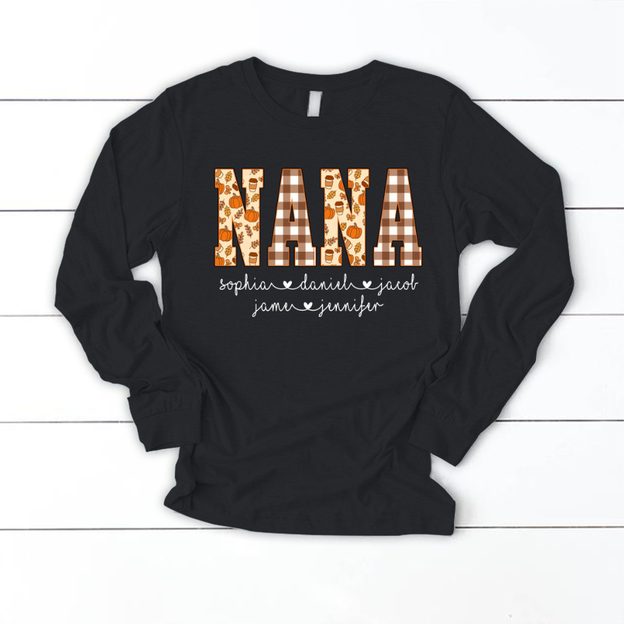 Autumn Nana Custom Nana And Grankids Fall Vibes Shirt