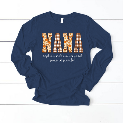 Autumn Nana Custom Nana And Grankids Fall Vibes Shirt