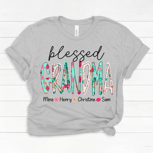 Blessed Grandma Flower And Grandkids Mother's Day Classic Canvas