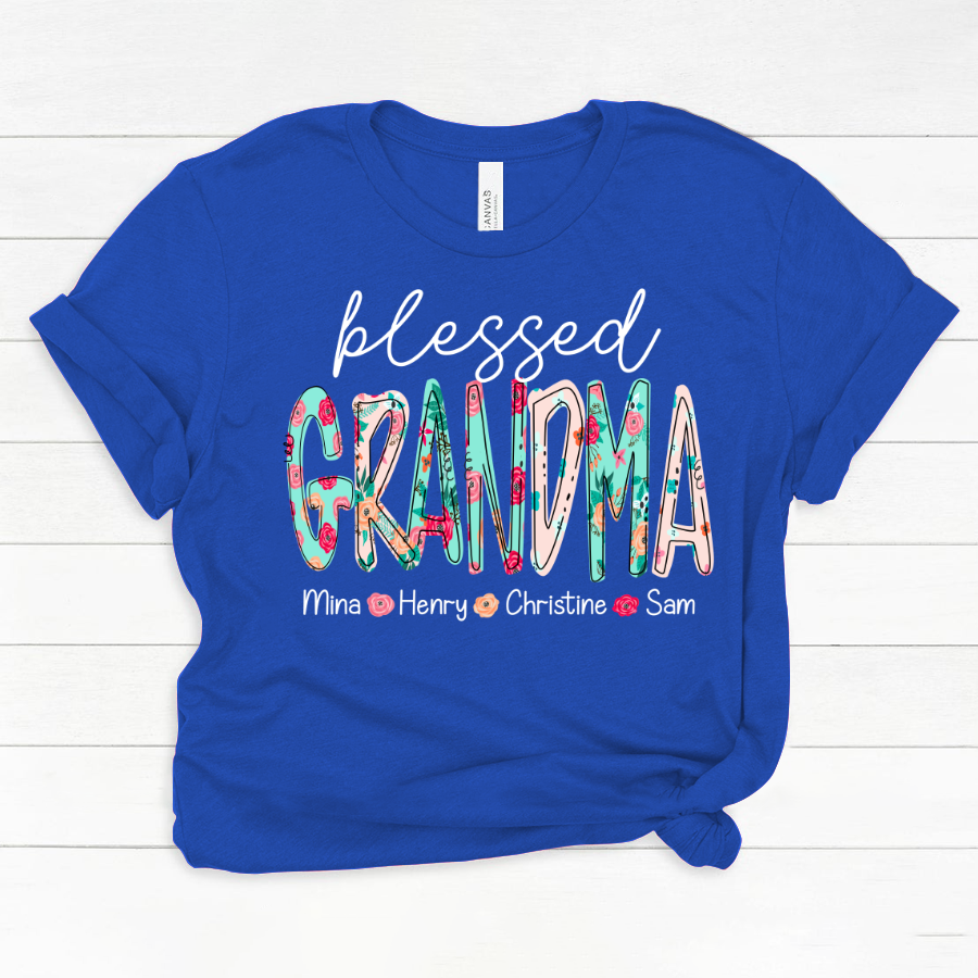 Blessed Grandma Flower And Grandkids Mother's Day Classic Canvas